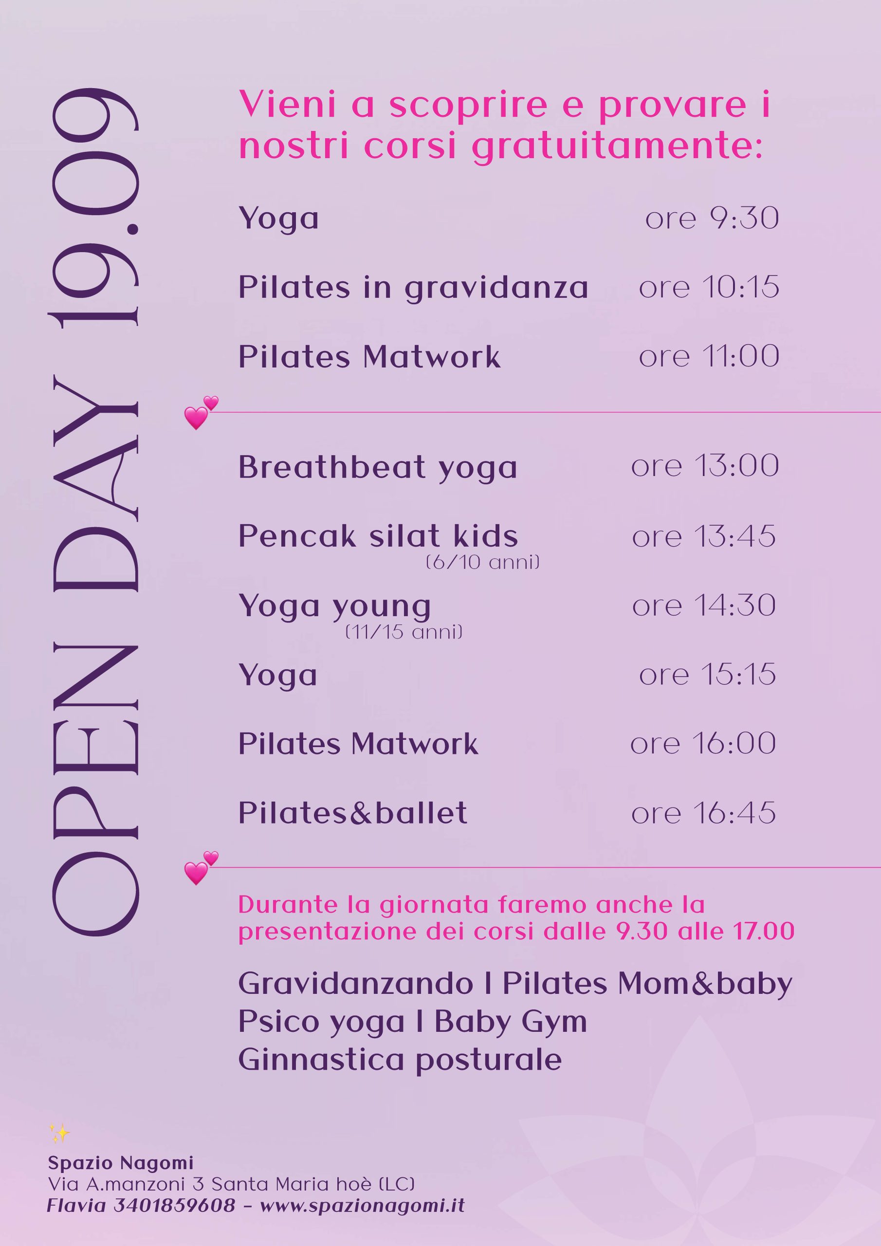 OPEN DAY Sabato 19.09.26